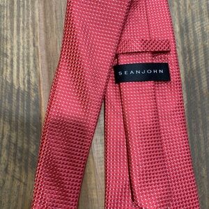 Sean John Red Textured Silk Tie Vintage Retro Y2K Streetwear Minimalist Preppy
